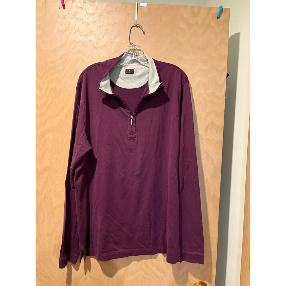 Left Coast Tee Quarter Zip Sweater - Eggplant/ Plum color
